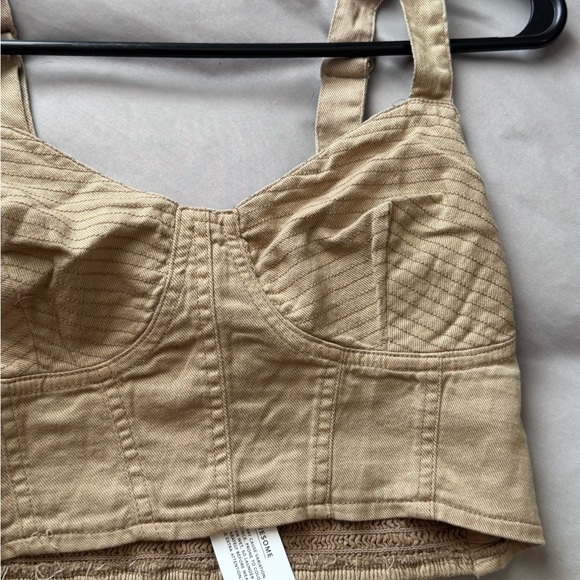 American Eagle Outfitters Tan Bustier Crop Top - Picture 2 of 4